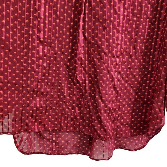 Marc By Marc Jacobs Blouse 4 Red Minetta Print Silk Top Merlot Multi Semi Sheer - Picture 7 of 11